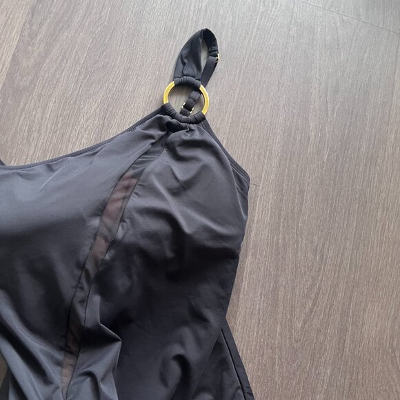 NWOT BLEU ROD BEATTIE Black "Ring Me Up" Asymmetrical One-piece Swimsuit - Picture 5 of 11